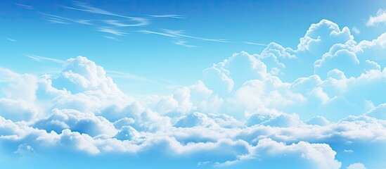 Poster - blurry sky and clouds with a bright blue gradient background create an abstract backdrop with copy s
