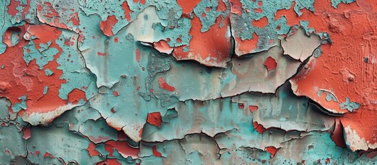 Poster - Peeling paint reveals a textured surface with copy space image.