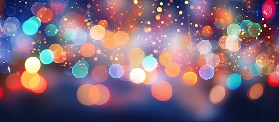Aufkleber - Bokeh effect showcases blurred Christmas lights on a Christmas tree with copy space image.