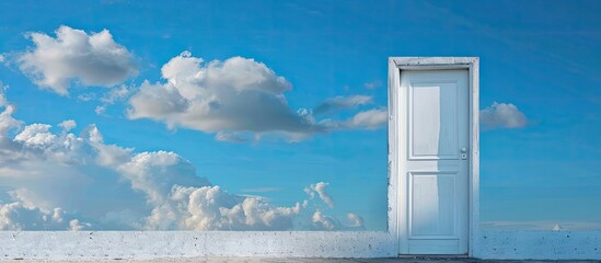 Aufkleber - A white door against a blue sky provides a serene copy space image.