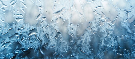 Aufkleber - Glass texture adorned with frozen water droplets on a chilly winter day, capturing cool ice formations. Ideal for desktop wallpapers or banners with ample copy space image.