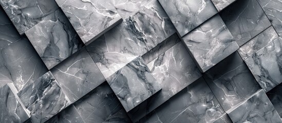 Leinwandbilder - Marble blocks in silver-gray shade for a backdrop with space for text or images.