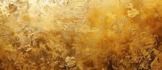 Aufkleber - Luxurious gold paint creating a smooth and glossy surface on a concrete wall texture, perfect for an elegant background with shiny golden hues and copy space image.