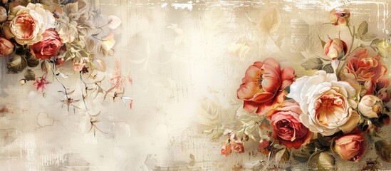 Poster - Flowers elegantly adorned with decorative elements and a tag available for adding text or images in the open space provided.