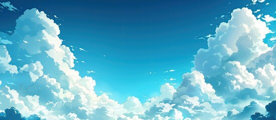 Aufkleber - The backdrop depicts a clear blue sky with fluffy white clouds, providing ample copy space image.