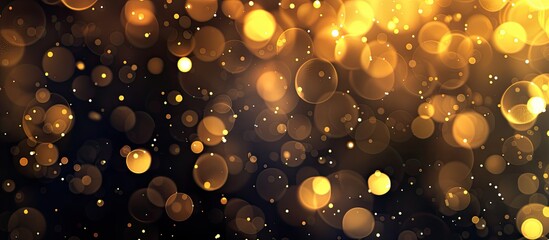 Aufkleber - Blurry abstract dark background featuring yellow light bokeh creates a mesmerizing copy space image.
