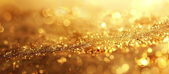 Poster - Blurry mix of shiny gold foil, an ideal backdrop for holiday projects with space for text. Horizontal orientation of the copy space image.