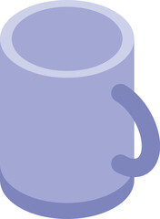 Sticker - Big mug standing on white background, purple cup for tea or coffee