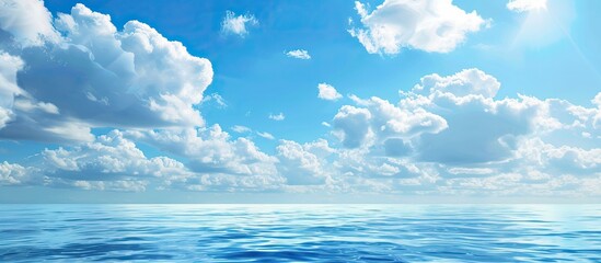 Wall Mural - Blue sky meets empty ocean a serene vista with vast copy space image