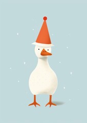 Canvas Print - Christmas snowman animal white.