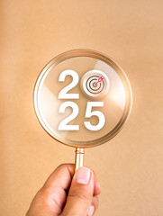 Poster - happy new year 2025 with business marketing concept. 2025 year calendar number with modern metallic 