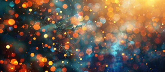 Poster - Bokeh background with abstract holiday lights for copy space image