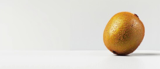 Poster - A kiwi fruit displayed against a white backdrop with a blank space for text or images. copy space available