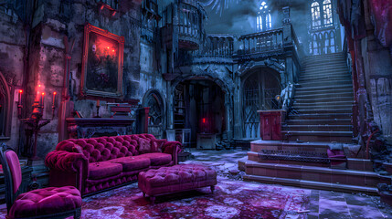 Halloween gothic vampire dark living room