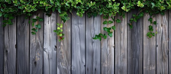 Fototapete - Gray wooden fence panels in focus with copy space image