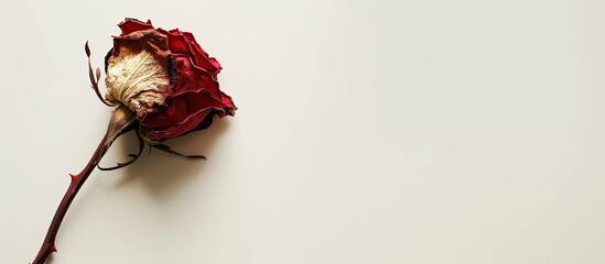 Aufkleber - Dried rose on white background with copy space image