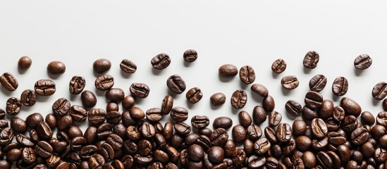 Aufkleber - Coffee beans displayed elegantly on a white backdrop providing a perfect copy space image