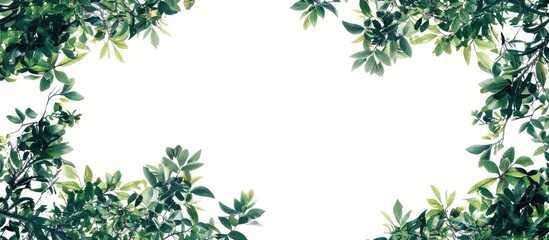 Aufkleber - Green tree branches isolated on white backdrop with copy space image