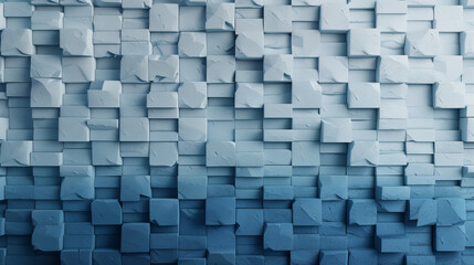 Poster - Blue Gradient 3D Cubes Abstract Textured Pattern