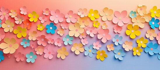 Poster - Top view of a flower pattern on colorful paper for a background with copy space image