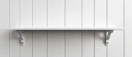 Poster - White wooden shelf on the wall with available copy space image
