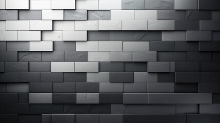 Wall Mural - Gradient Black and White Rectangular 3D Blocks Abstract Texture