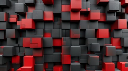 Wall Mural - A wall made of red and gray cubes.