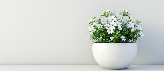 Poster - Circular white flowerpot with copy space image
