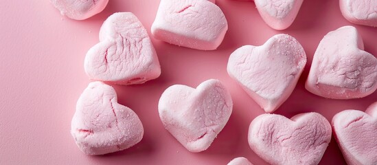 Leinwandbilder - Heart shaped marshmallows perfect for Valentine s Day with copy space image