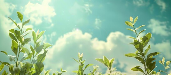 Fototapete - Product or ad can be placed freely on a nature themed sky background with provided copy space image
