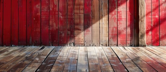 Aufkleber - Wooden brown and red wall with copy space image