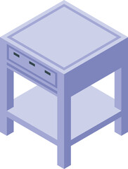 Poster - Medical table with drawer for storing medical instruments, isometric icon