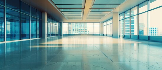 Poster - Modern business office building featuring an empty floor with ample copy space for images