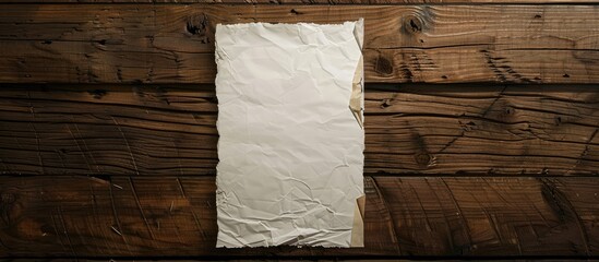 Poster - Wooden table with a white paper for a copy space image