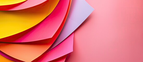 Aufkleber - Stack of pink and yellow abstract papers creating a colorful background with copy space image