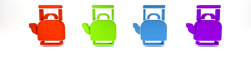 Sticker - Colorful Kettle with handle icon isolated on white background. Teapot icon. Minimalism concept. 3D render illustration