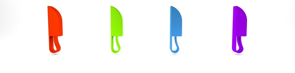 Canvas Print - Colorful Knife icon isolated on white background. Cutlery symbol. Minimalism concept. 3D render illustration