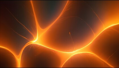 Wall Mural - Colorful orange waves of light and energy, creating a dynamic and mesmerizing visual effect