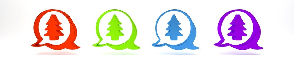 Poster - Colorful Tree icon isolated on white background. Forest symbol. Minimalism concept. 3D render illustration