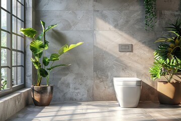 Wall Mural - toilet bowl in luxury interior. ai generated