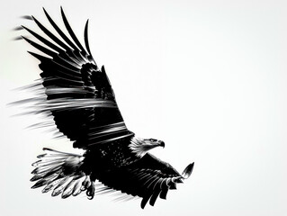 Sticker - Bald eagle silhouette, black and white isolated illustration