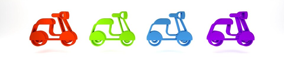 Wall Mural - Colorful Scooter icon isolated on white background. Minimalism concept. 3D render illustration