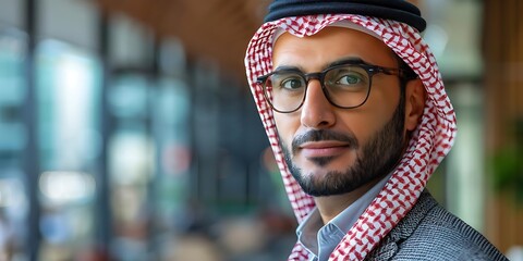 Wall Mural - Portrait of a Man Wearing a Traditional Arabic Keffiyeh - Realistic Image