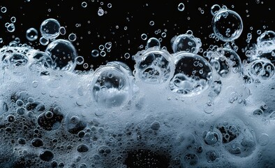 Poster - Top view of soap foam isolated on black with clipping path, texture, and background