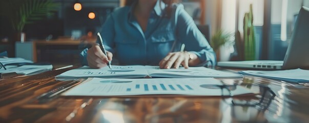 Poster - Businesspeople Discussing Financial Projections in Professional Meeting