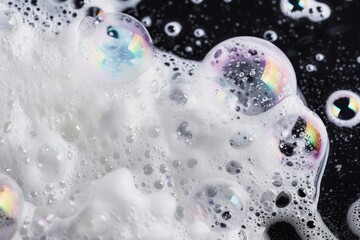 Poster - Clipping path texture and background for foam and bubbles on black