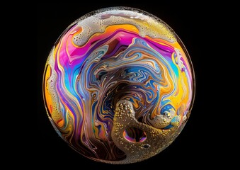 Poster - In the top view of the foam bubble, there is a clipping path texture and the background is black