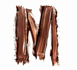 Mud alphabet, brush stroke letter M isolated on white, clipping path