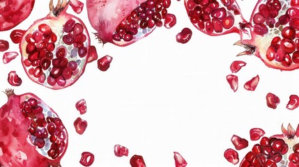 background template of pomegranate and seed grain for poster greeting card design