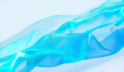 Poster - Abstract 3d podium background with iridescent holographic fabric texture.